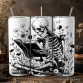 Gothic Reading Skeleton | Bookworm Tumbler, 20 oz 💀📖