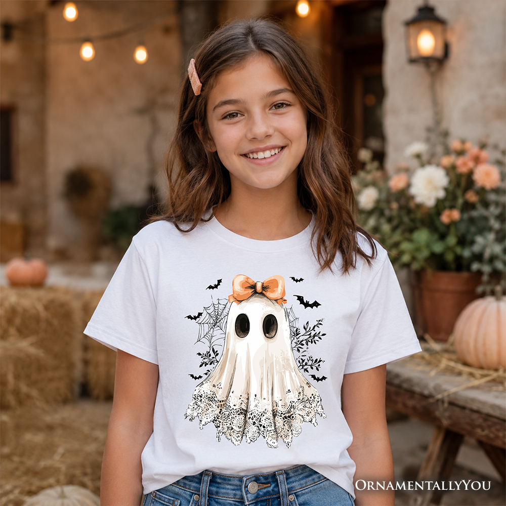 Little Boos & Bows | Kids’ Coquette Ghost T-Shirt 🎀👻