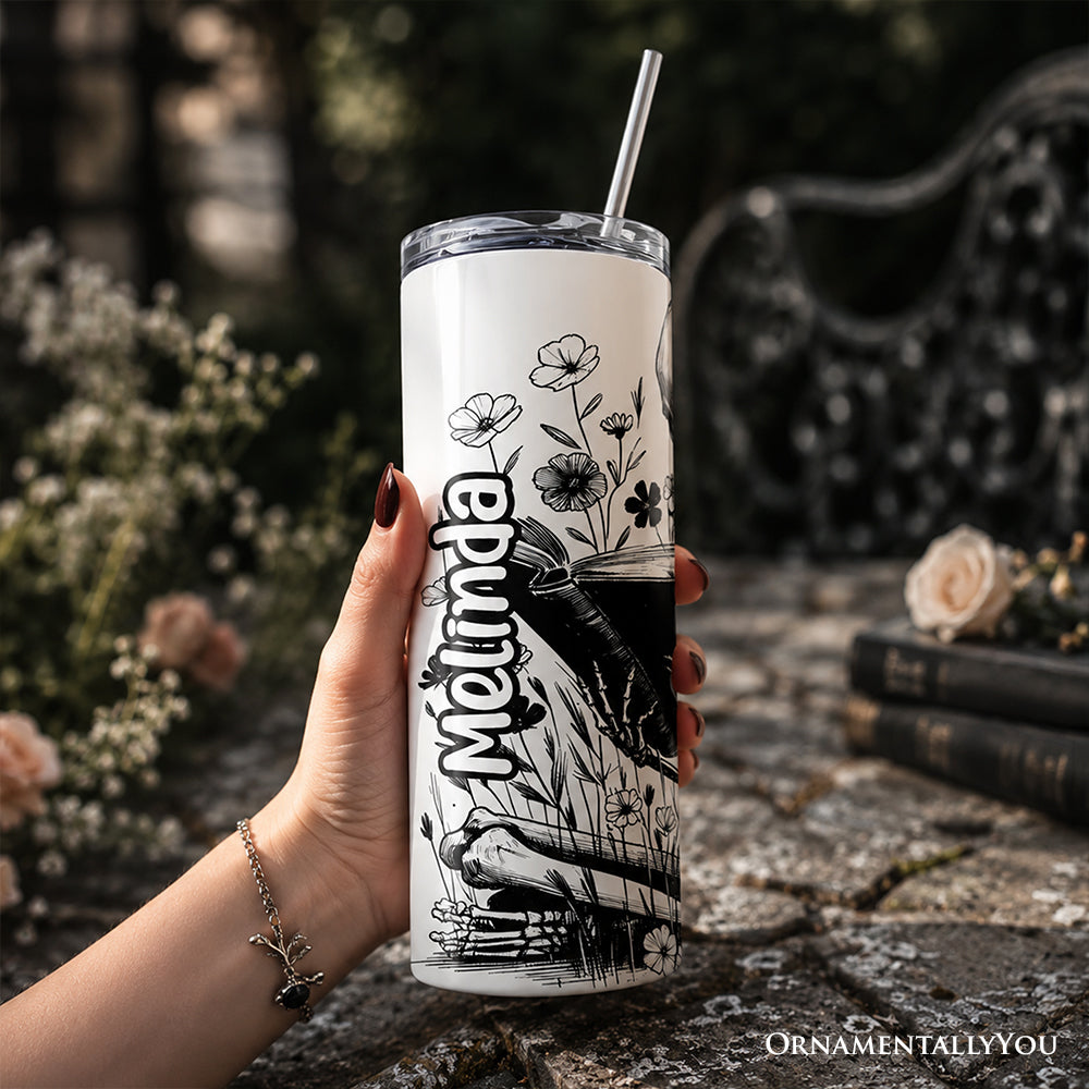 Gothic Reading Skeleton | Bookworm Tumbler, 20 oz 💀📖