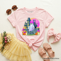 Haunted House Ghost Kids T-Shirt, Coquette Bow Halloween Tee for Youth Girls