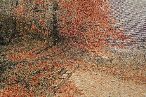 Autumn Tapestry Throw Blanket | Fall Leaves Forest Woven Design 50"x60"