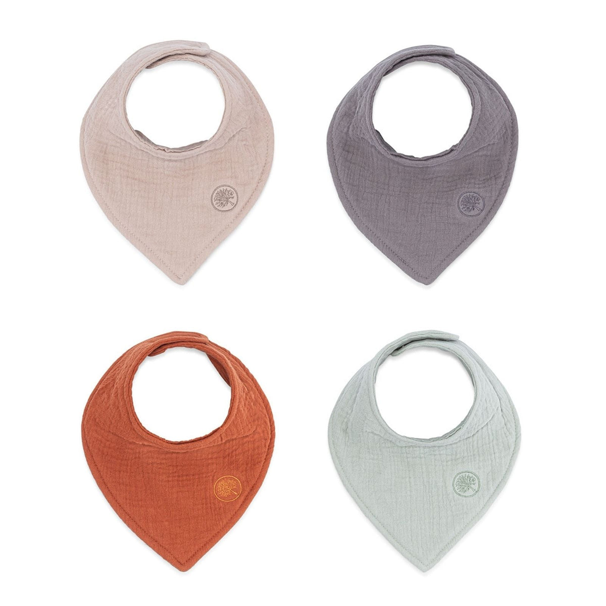 Lot de 4 bavoirs bandana en mousseline Pebble