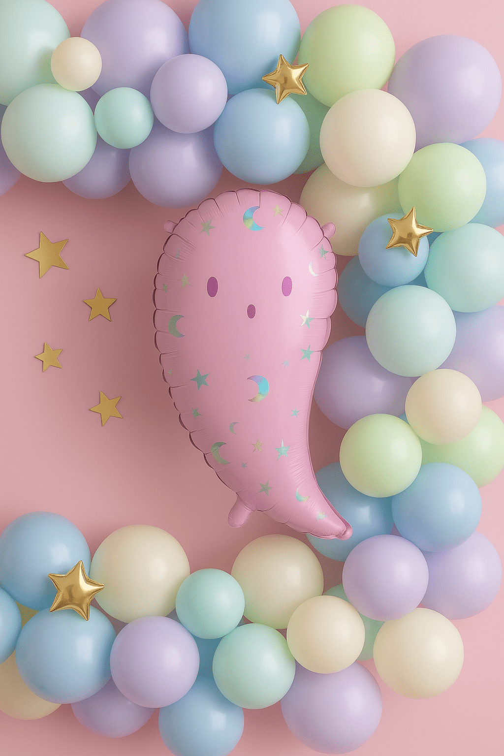 Pink Ghost Balloon – 14 x 24" Holographic Halloween Decor